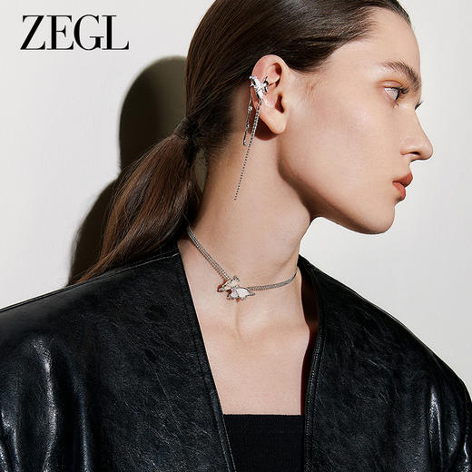 ZEGL设计师蝶语系列蝴蝶流苏耳夹女无耳洞耳骨夹气质耳环秋冬耳饰 商品图1