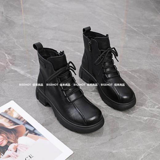 新品女士牛皮加绒软底软面女矮靴803B35517（W） 商品图4