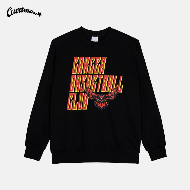 【生涯球队联名卫衣】胸前字体布局采用了nba新赛季的同款布局，采用了生涯的红黄配色搭配上courtman的内外双面料属性的卫衣设计