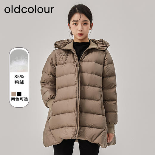 oldcolour冬季新款加厚保暖立领连帽鸭绒羽绒服女O43092329 商品图0