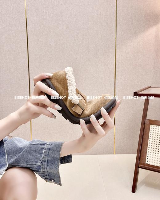 新品女士平底磨砂皮圆头休闲棉鞋394B35567（W） 商品图1