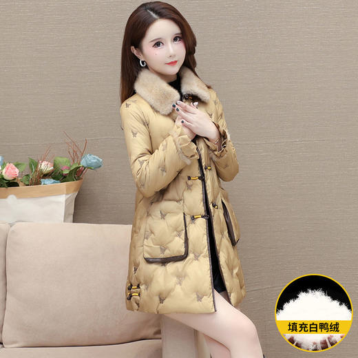 中式复古加厚保暖羽绒服，冬款长袖修身洋气妈妈装白鸭绒外套QYM-OMS-ZXB3812-L 商品图2