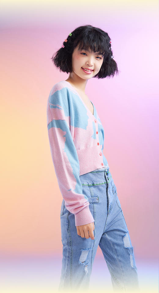 人物剪影撞色开衫 商品图1