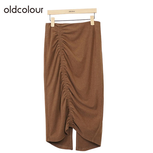 oldcolour复古气质高腰半身裙冬季新款不规则开叉中长裙O41063346 商品图0