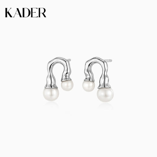 KADER卡蒂罗 流线几何 人造珍珠耳钉女925银耳饰小众设计感2023新款爆款 商品图0