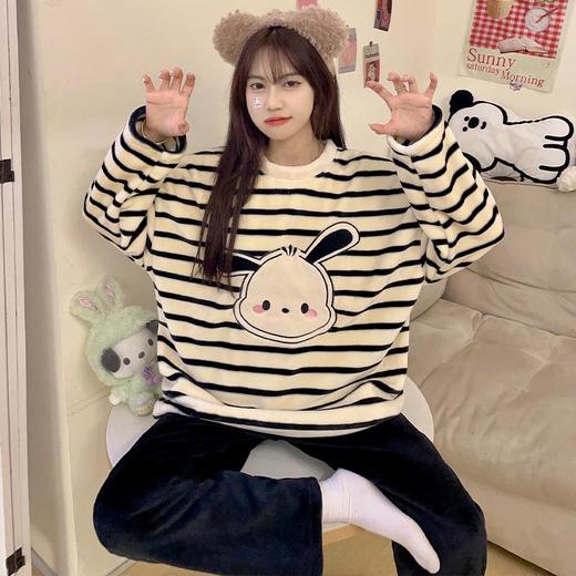 冬季珊瑚绒睡衣女秋冬季加厚加绒冬天法兰绒套装家居服2023年新款 商品图3