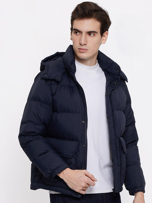 callisto藏青色鸭绒连帽立领羽绒服 FSFED016T 商品图0