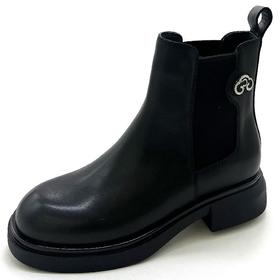 千百度秋冬金属扣饰简约撞色女靴A23665109