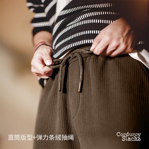 马登工装 美式复古条绒垂感阔腿裤子宽松加绒直筒拖地休闲长裤男 商品图2