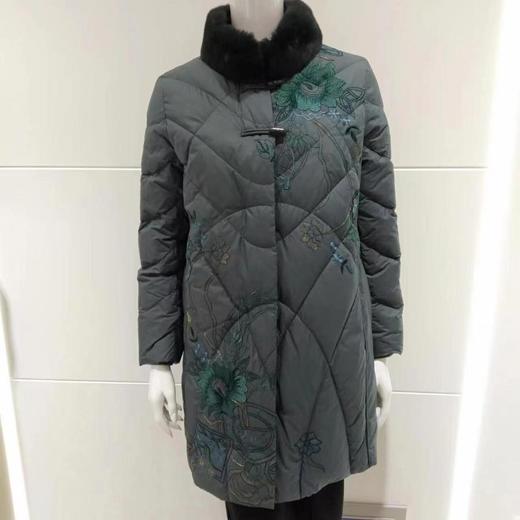 南3凤时毛领中长款羽绒服 商品图0