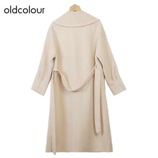 oldcolour简约双面呢大衣冬季新款娃娃领长款毛呢外套女O42156206 商品图3