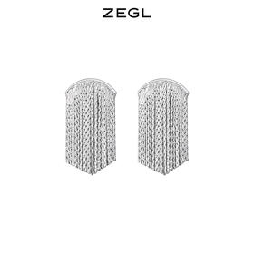 ZEGL银色流苏耳环女2023年新款潮耳钉小众925银针高级感复古耳饰