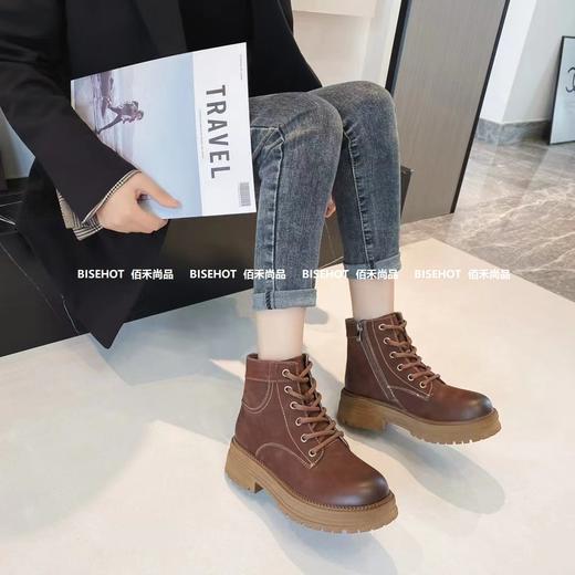 新品磨砂牛皮高帮百搭舒适休闲女矮靴653B35546（W） 商品图3