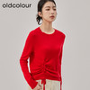 oldcolour冬季新款修身显瘦抽褶打底羊毛针织衫女O42052225 商品缩略图3