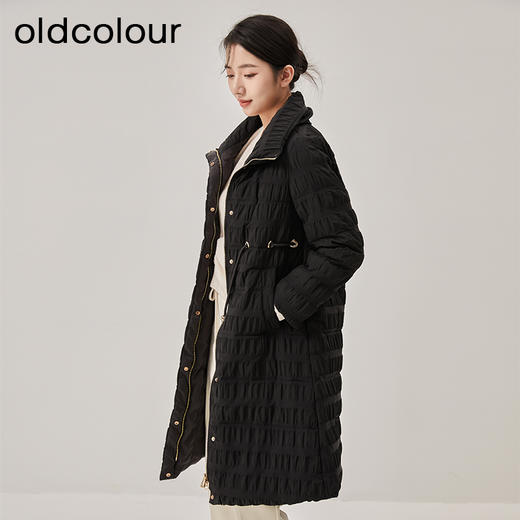 oldcolour冬季新款黑色收腰显瘦长款立领羽绒服女O42093251 商品图2