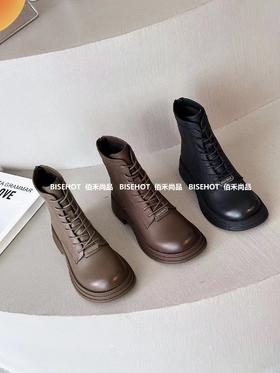 新品女士圆头橡胶大底舒适百搭女矮靴798B35514（W）