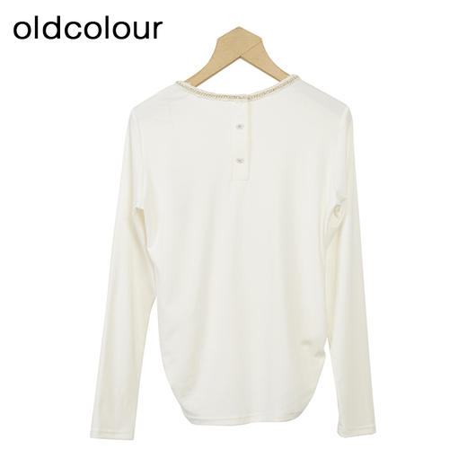 oldcolour圆领长袖T恤冬季新款纯色设计感薄款上衣女O43023309 商品图1