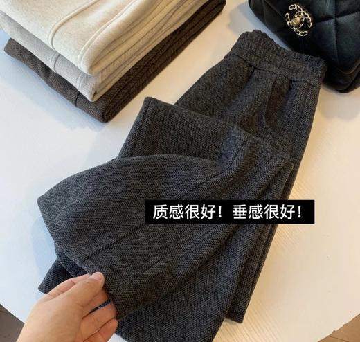 品质款！品质羊毛呢人字纹，冬季垂感高级感。高腰松紧窄版阔腿裤 商品图4