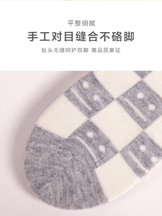 23秋冬新女款中筒丝光羊毛柔软保暖格子笑脸提花复古女袜 商品图8