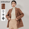 oldcolour冬季新款直筒中长款格子西装毛呢外套女O42155227 商品缩略图0