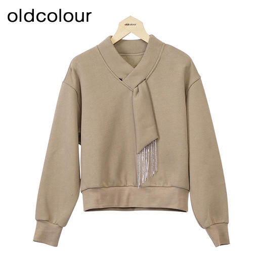 oldcolour纯色加绒卫衣冬季新款设计感百搭短款上衣女O44024450 商品图1