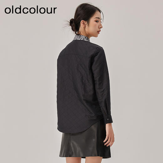 oldcolour2022冬季新款黑色复古气质宽松翻领长袖衬衫女O43013348 商品图4