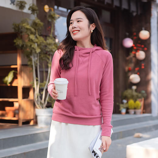 一姐春夏新款上衣外套休闲宽松玻尿酸德绒帽衫 商品图0