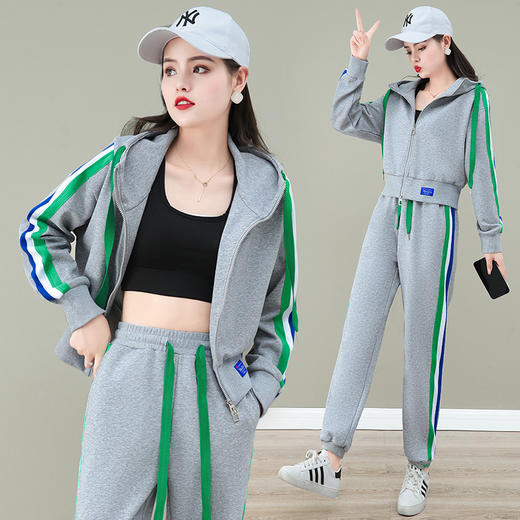 休闲运动风套装，新款春秋学院风连帽短外套休闲裤两件套TR-MLT5673 商品图1