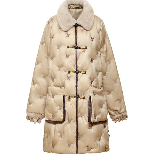 中式复古加厚保暖羽绒服，冬款长袖修身洋气妈妈装白鸭绒外套QYM-OMS-ZXB3812-L 商品图4