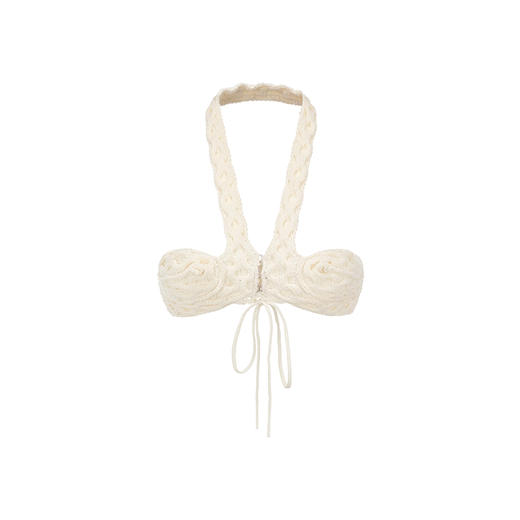 绞花挂脖胸衣 白色——NAN KNITS秋冬新品 商品图0