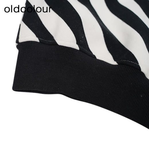 oldcolourV领条纹卫衣冬季新款简约气质直筒短款T恤女O42024284 商品图2