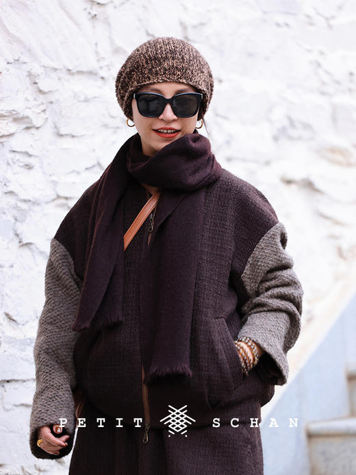 PETIT SCHAN小闪 ACC#013 sutra flag 经幡 骆驼绒山羊绒混纺手工染色围巾披肩 商品图7