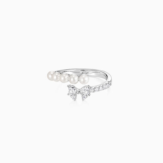 KADER卡蒂罗 流光蝴蝶结人造珍珠戒指 女开口小众设计2023年新款生日礼物 商品图2