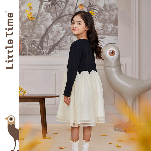 littletime童装秋季赫本小黑裙女连衣裙气质长袖公主裙洋气 商品图3