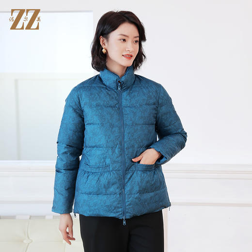 佐尔美冬季新款 气质时尚双面穿花纹图案短款羽绒服女E24YY17 商品图1