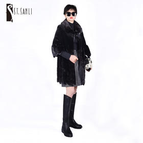 圣三利女装时尚黑色水貂毛皮草SL124D004