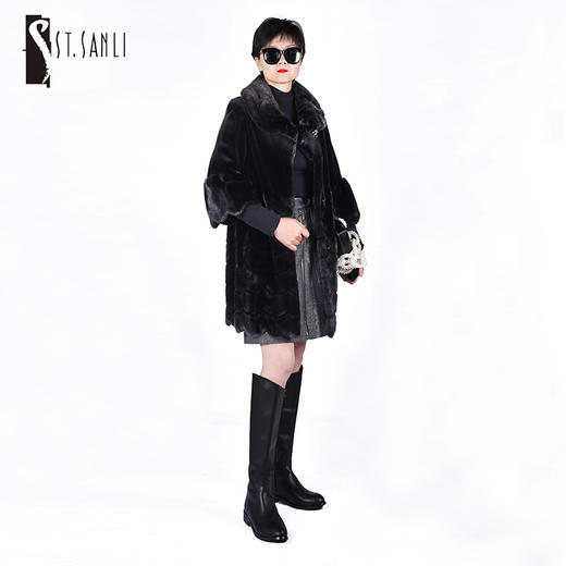 圣三利女装时尚黑色水貂毛皮草SL124D004 商品图0