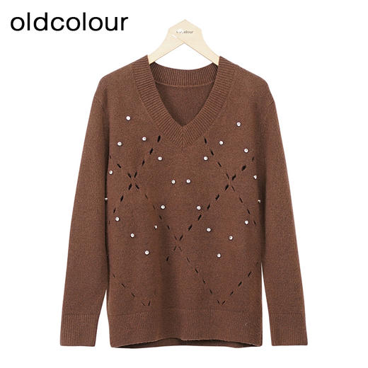 oldcolour休闲套头针织衫冬季新款设计感宽松镂空毛衣女O42052230 商品图2