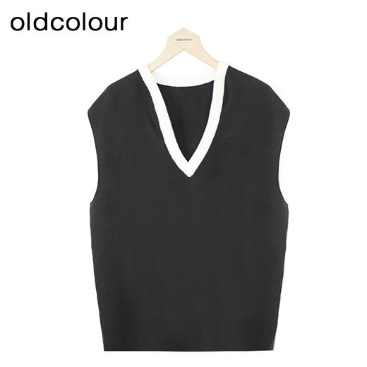 oldcolour针织马甲冬季新款V领气质纯色直筒百搭背心女O43051123 商品图2