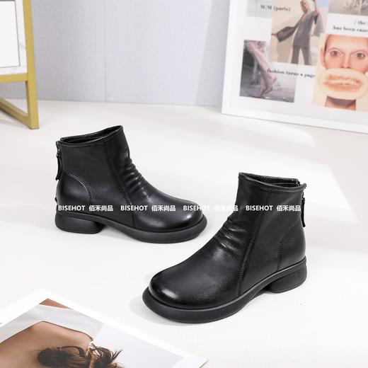 新品女士单层牛皮软底软面女矮靴803B35516（W） 商品图5
