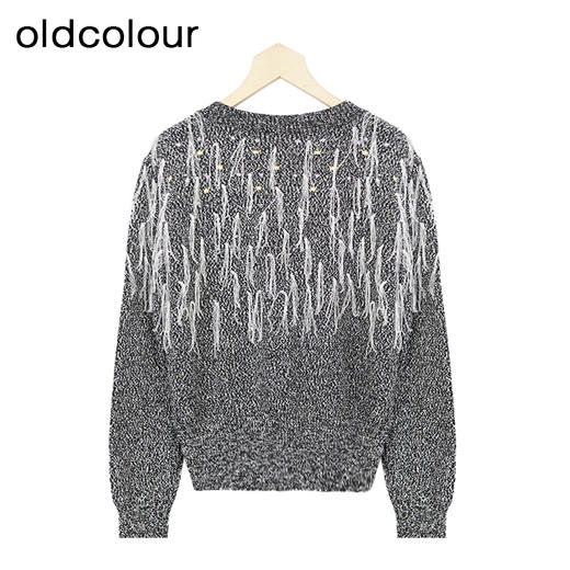 oldcolour气质针织开衫冬季新款V领设计感宽松外套女O44054406 商品图1