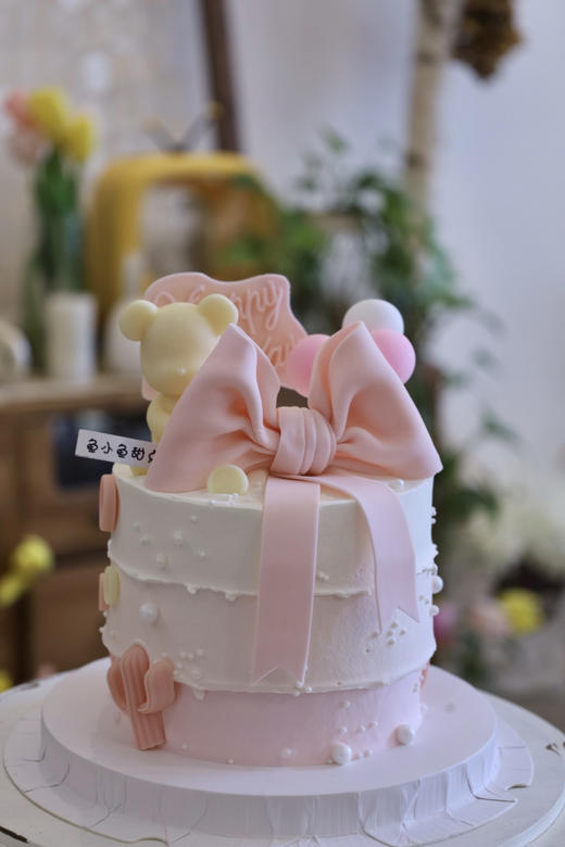 粉色蝴蝶结巧克力小熊（图为4寸） 商品图0