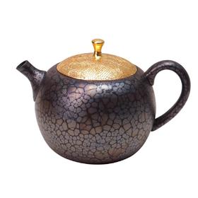 日本进口常滑烧大师作昭龙天目釉丸型雅盖茶壶260cc