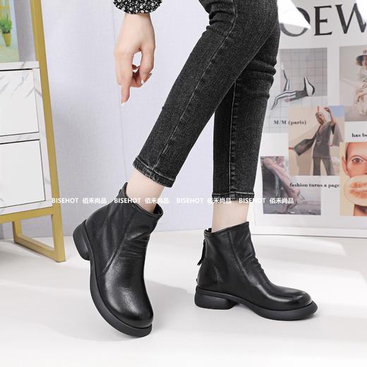 新品女士单层牛皮软底软面女矮靴803B35516（W） 商品图4