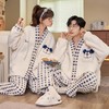 法兰绒情侣睡衣女冬季V领开衫和服秋冬款男士家居服加绒加厚保暖 商品缩略图2