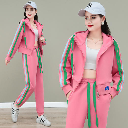 休闲运动风套装，新款春秋学院风连帽短外套休闲裤两件套TR-MLT5673 商品图2