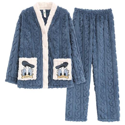 冬季法兰绒睡衣女长袖加绒加厚套装学生甜美可爱卡通珊瑚绒家居服 商品图4