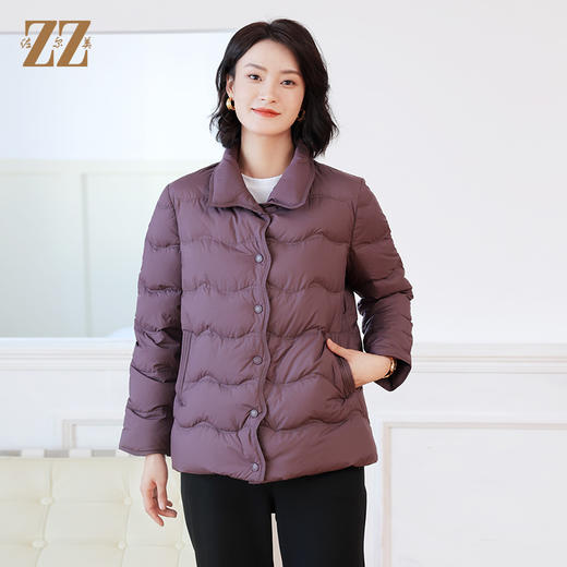 佐尔美冬季新款 简约时尚波浪纹短款羽绒服女E34YY04 商品图1