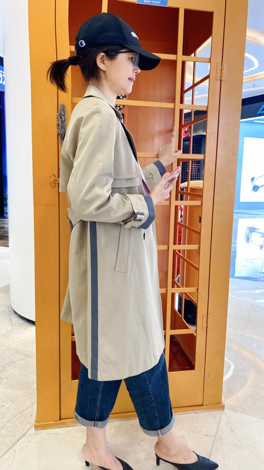 C6369        时尚英伦拼色收腰显瘦百搭中长款风衣外套（特价不退换） 商品图1