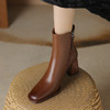 秋冬季新款，纯色真皮粗跟短筒时装靴DTN-A08-38 商品缩略图5